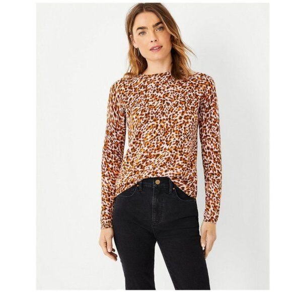 ANN TAYLOR Leopard Print Sweater - LP - Picture 1 of 10